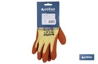 Handschuhe aus Strickstoff, beschichtet mit rauem Latex, in Orange - Cofan