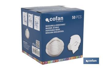 Mascarillas Higiénicas | Fabricadas en Polipropileno | Protegen contra el Polvo y Partículas no Tóxicas | No Reutilizable - Cofan