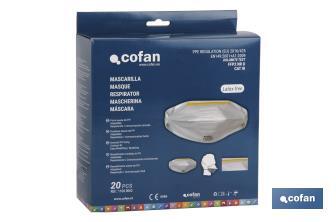Mascarilla FFP1D | No Reutilizable | Eficiencia de Filtración superior al 90% | Pack de 20 o Unitaria - Cofan