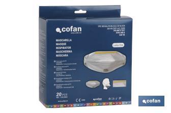 Mascarilla FFP1 (D) | No Reutilizable | Eficiencia de Filtración superior al 90 % | Pack de 20 o Venta Unitaria - Cofan