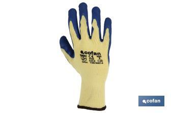 Canvas glove with latex palm | Correct adhesion and tough gloves | Ideal for manual tasks | Comfortable and adjustable gloves - Cofan