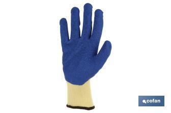 Handschuhe aus Strickstoff, beschichtet mit rauem Latex, in Blau - Cofan