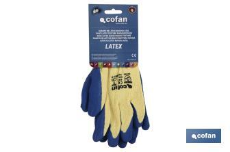 Handschuhe aus Strickstoff, beschichtet mit rauem Latex, in Blau - Cofan