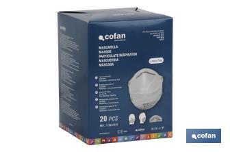Mascarilla FFP1D | No Reutilizable | Eficiencia de Filtración superior al 90% | Pack de 20 o 3 Unidades - Cofan