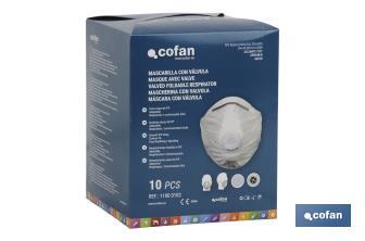 Set 2 Mascarillas FFP2D | No Reutilizables | Con válvula de Exhalación | Eficiencia de Filtración superior al 94% - Cofan