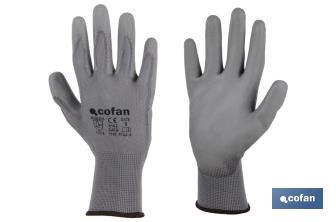 Guantes 100 % de poliéster | Impregnados para mayor seguridad | Flexibles | Protección y confort | Sin costuras - Cofan