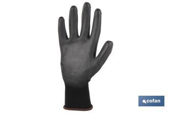 Black nylon impregnated support gloves. (100% Nylon) - Cofan