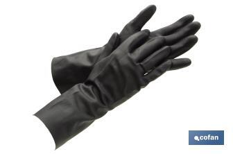 Guantes de neopreno negros | Ideales para el contacto con ácidos y detergentes | Perfectos para metalurgia y mecánica - Cofan