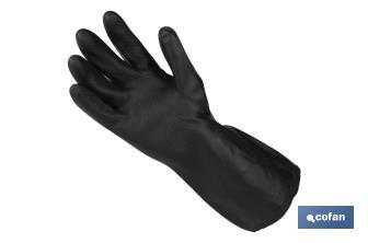 Gants en néoprène noir | Idéaux pour le contact avec les acides y détergents | Parfaits pour la métallurgie et la mécanique - Cofan