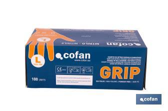 Boîte de 100 gants en nitrile avec texture de diamant | Tailles de la S à la XL | Couleur : Orange - Cofan