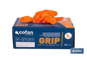 Boîte de 100 gants en nitrile avec texture de diamant | Tailles de la S à la XL | Couleur : Orange - Cofan
