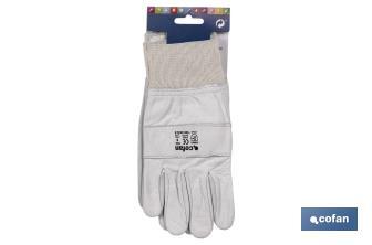 Guantes ajustables de piel flor reforzados | Excelente sujeción y protección | Cómodos y resistentes | Para múltiples tareas - Cofan