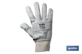 Adjustable reinforced grain leather gloves | Excellent grip and protection | Comfortable and tough gloves - Cofan