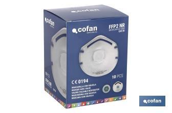 Mascarilla FFP2 NR | Con válvula Extra confort | Protección Auto filtrante | Pack de 10 Unidades - Cofan