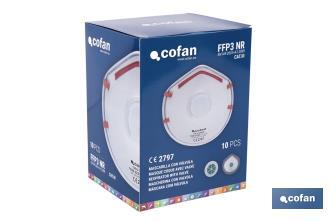 Mascarilla FFP3 NR | Con válvula Extra confort | Protección Auto filtrante | Pack de 10 Unidades - Cofan
