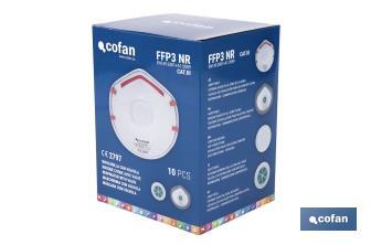 Mascarilla FFP3 NR | Con válvula Extra confort | Protección Auto filtrante | Pack de 10 Unidades - Cofan