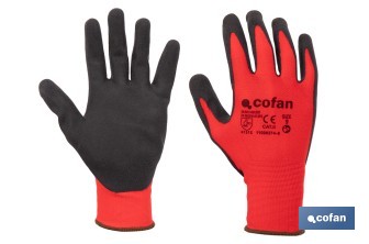 Guantes impregnados de nitrilo modelo Sandy Coating | Ideal para automoción, construcción y manipulación de aceites - Cofan