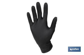 Boîte de 50 gants en nitrile avec texture de diamant | Tailles de la S à la XL | Couleur : Noire - Cofan