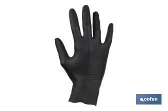 Boîte de 50 gants en nitrile avec texture de diamant | Tailles de la S à la XL | Couleur : Noire - Cofan