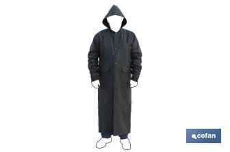 Long Raincoat | Green | PU & PVC | With pockets & hood - Cofan