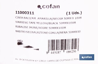 Fita de Sinalização AMARELA/PRETA - Cofan