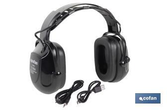 Cascos antirruido con Bluetooth | Reducción de sonido (SNR) 29 dB | Protección auditiva con micrófono y control de volumen - Cofan