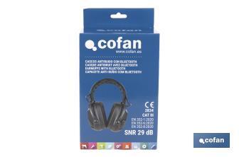 Cascos antirruido con Bluetooth | Reducción de sonido (SNR) 29 dB | Protección auditiva con micrófono y control de volumen - Cofan