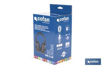 Cascos antirruido con Bluetooth | Reducción de sonido (SNR) 29 dB | Protección auditiva con micrófono y control de volumen - Cofan