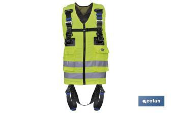 Safety harness with high visibility vest | Supports a maximum weight of 140kg | Standard one size fits all - Cofan