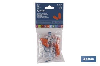 Blister de bouchons de protection auditive | Pack de 10 unités | Bouchons jetables de couleur orange - Cofan