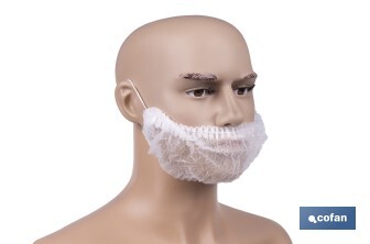 Cubrebarbas desechables | Material: polipropileno | Color: blanco | Talla única | Disponibles en packs de 100 unidades - Cofan