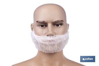 Cubrebarbas desechables | Material: polipropileno | Color: blanco | Talla única | Disponibles en packs de 100 unidades - Cofan