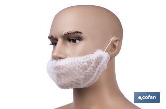 Cubrebarbas desechables | Material: polipropileno | Color: blanco | Talla única | Disponibles en packs de 100 unidades - Cofan
