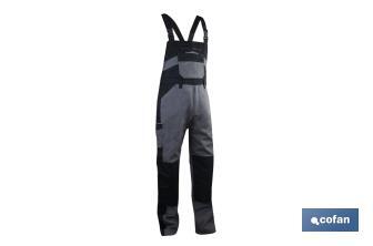 Bib and brace overall | Sinjou Model | Grey/Black | Materials: 60% cotton & 40% polyester - Cofan