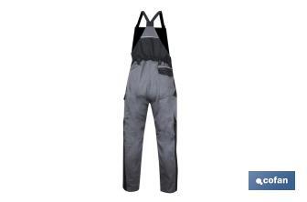 Bib and brace overall | Sinjou Model | Grey/Black | Materials: 60% cotton & 40% polyester - Cofan