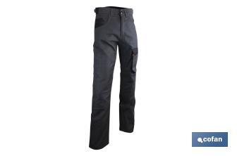 Pantaloni da lavoro | Modello Quant | Composizione: 60% cotone e 40% poliestere | Colore: grigio-nero - Cofan