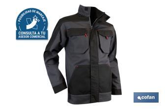 Chaqueta de Trabajo | Modelo Galileo | Material: 60% algodón y 40% poliéster | Color Gris/Negro - Cofan