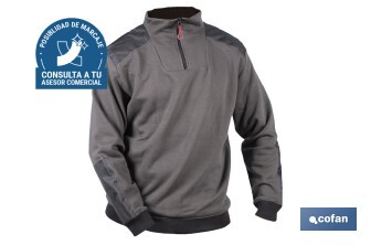 Sudadera de cuello con media cremallera | Color: gris y negro | Algodón y poliéster | Tejido ultra suave | Disponible desde la talla S hasta la XXXL - Cofan