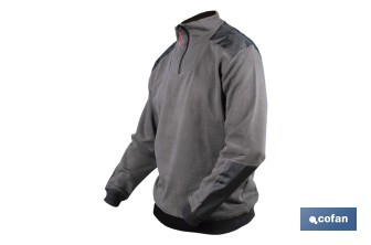Sudadera de cuello con media cremallera | Color: gris y negro | Algodón y poliéster | Tejido ultra suave | Disponible desde la talla S hasta la XXXL - Cofan