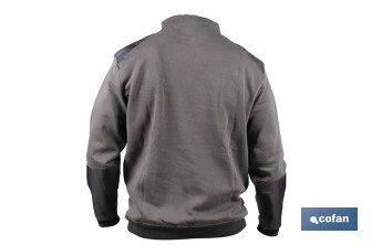 Sudadera de cuello con media cremallera | Color: gris y negro | Algodón y poliéster | Tejido ultra suave | Disponible desde la talla S hasta la XXXL - Cofan