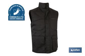 Gilet multitasche | Imbottito | Modello Colt | Composizione: 65% poliestere e 35% cotone | Colore: nero - Cofan