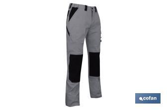 Pantaloni da lavoro | Modello Plutón | Composizione: 98% cotone e 2% elastene | Colore: grigio-nero - Cofan