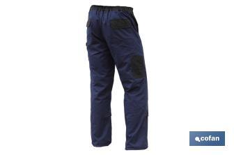 Calças De Trabalho | Flex | Modelo Jano | Slim Fit | Composição 97,76% Algodão e 2,24% Elastano | Cor Azul Marinho/Preto - Cofan