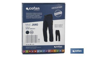 Calças De Trabalho | Flex | Modelo Jano | Regular Fit | Composição 97,76% Algodão e 2,24% Elastano | Cor Azul Marinho/Preto - Cofan