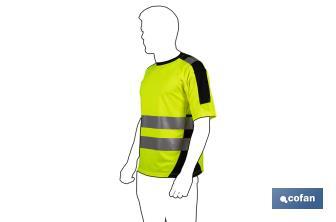 High visibility T-shirt | Available sizes from S to XXXL | Yellow and black - Cofan