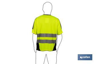 High visibility T-shirt | Available sizes from S to XXXL | Yellow and black - Cofan