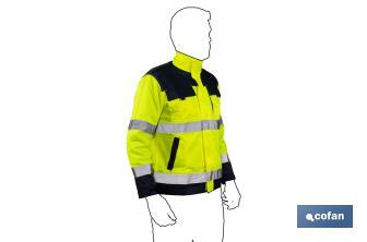 Casaco de Alta Visibilidade | Talhas desde a S até a XXXL | Na Cor Amarelo e Azul Marinho - Cofan