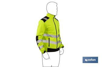 High visibility softshell jacket | Available sizes from S to XXXL | Yellow and black - Cofan