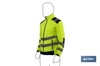 High visibility softshell jacket | Available sizes from S to XXXL | Yellow and black - Cofan