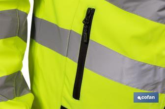 High visibility softshell jacket | Available sizes from S to XXXL | Yellow and black - Cofan